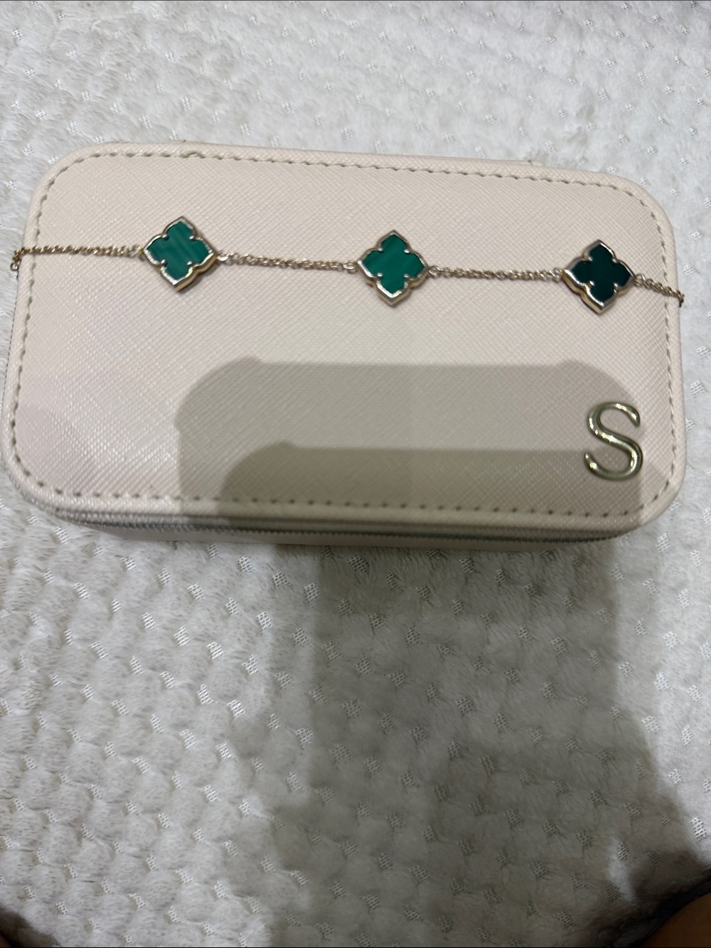 Planet Gold Green Clover Station Bracelet with Gold Chain